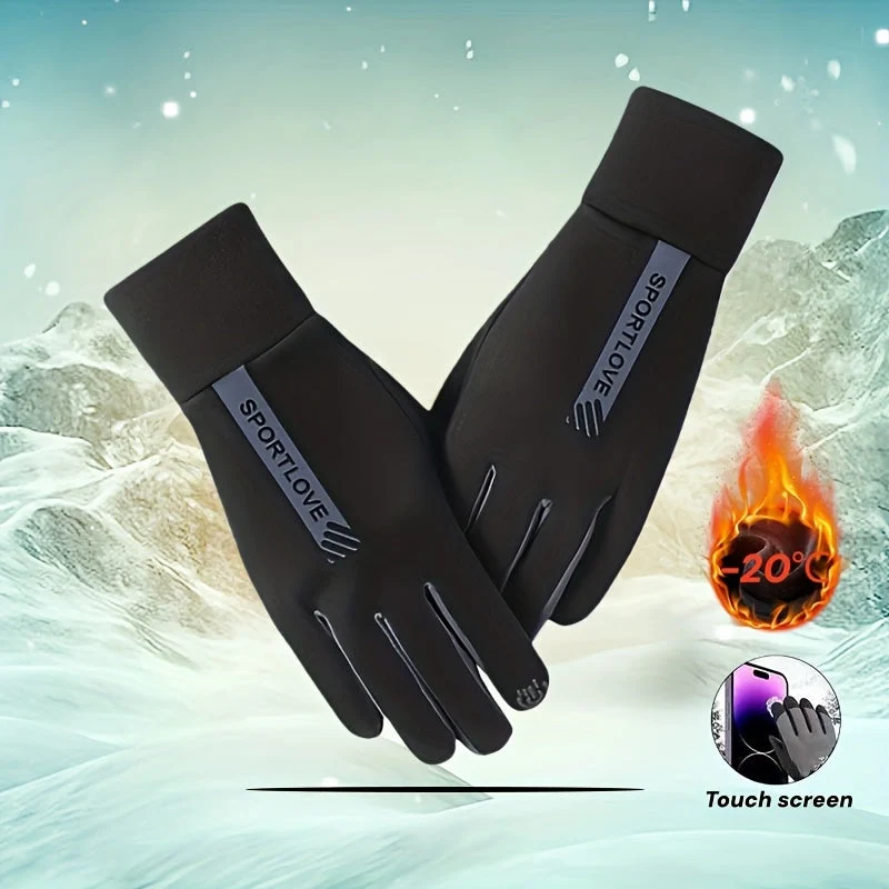 Gants chauds tactiles noirs et gris pour l'hiver, coupe-vent - Imagen 4