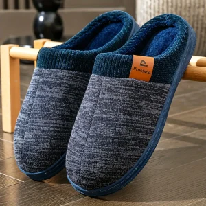 Pantoufles confortables pour homme en tissu chiné et doublure douce