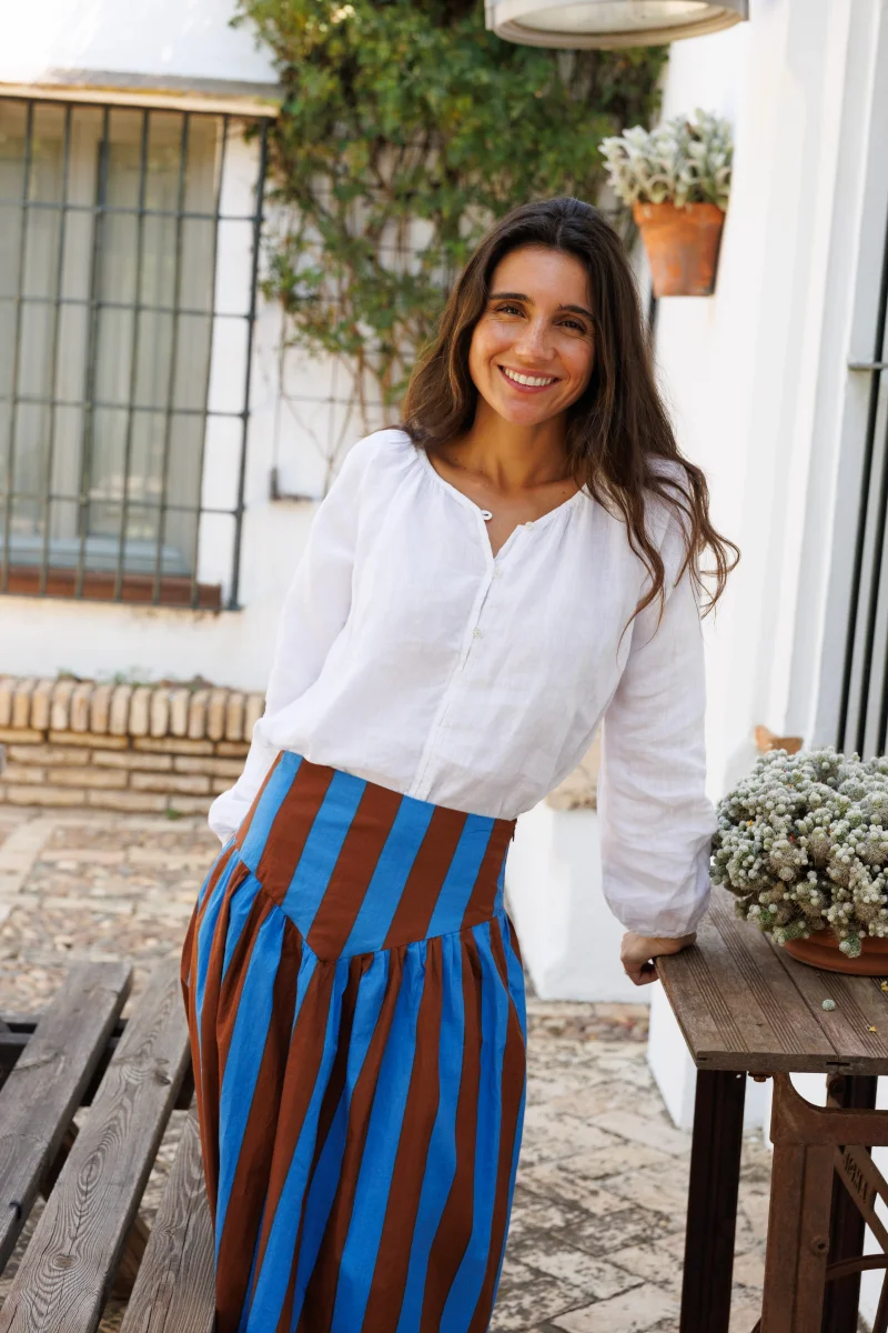 FALDA RAYAS MARRÓN Y AZUL - Imagen 3