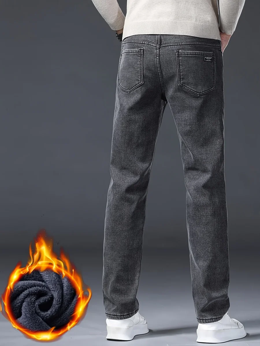 Jean homme gris foncé délavé style décontracté avec 5 poches - Imagen 5