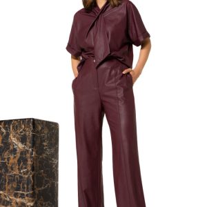 Pantalón recto cómodo de piel vegana CAROLINE BISS