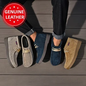 Chaussures montantes homme à lacets style mocassin, couleur unie, semelle épaisse