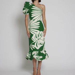 Vestido palmeras hombro MOSKADA