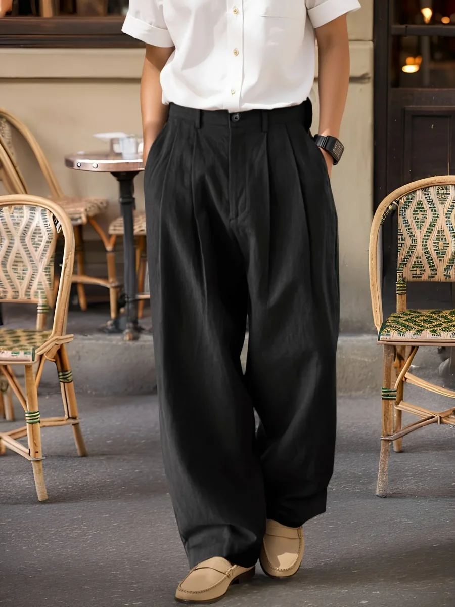 Pantalon large homme style vintage élégant pour look urbain moderne - Imagen 3