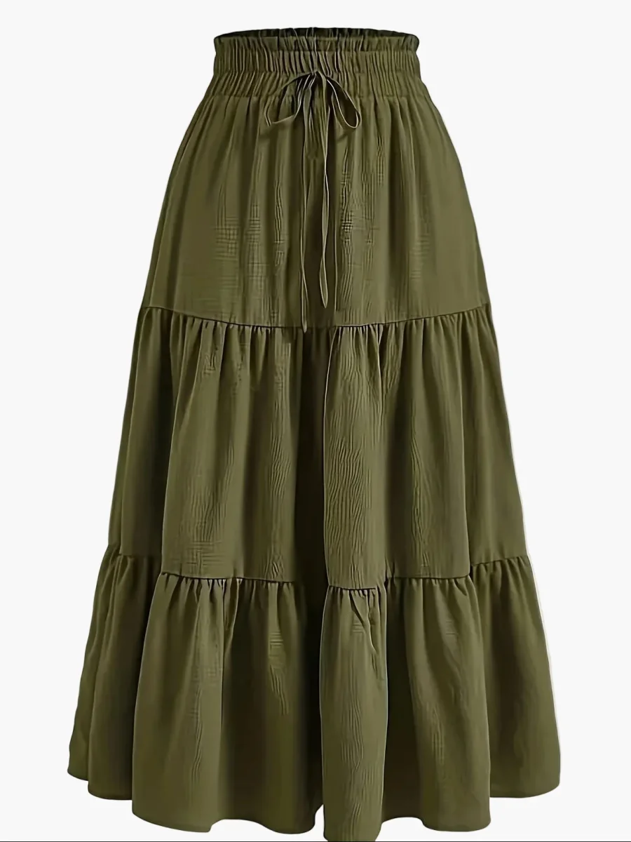 Jupe Longue Femme Élégante Taille Haute à Volants, Style Printemps Été, Idéale pour Loisirs et Sorties - Imagen 4