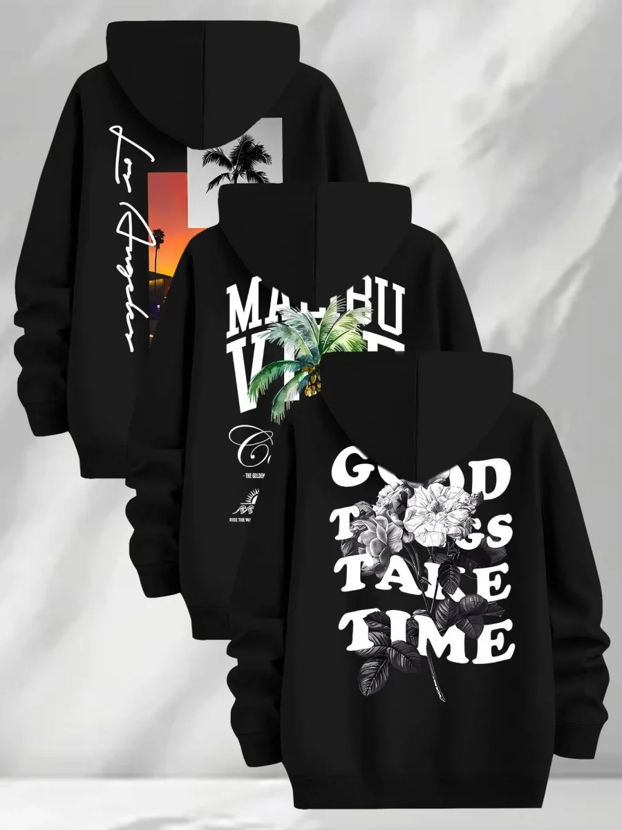 Lot de 3 Hoodies à Capuche Imprimés pour Homme Multicolore Décontracté - Imagen 8