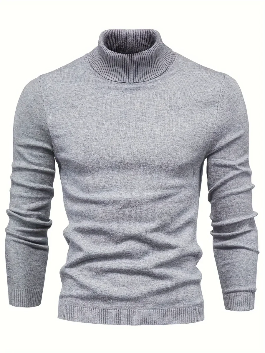 Men’s Classic Ribbed Turtleneck Pullover Sweater