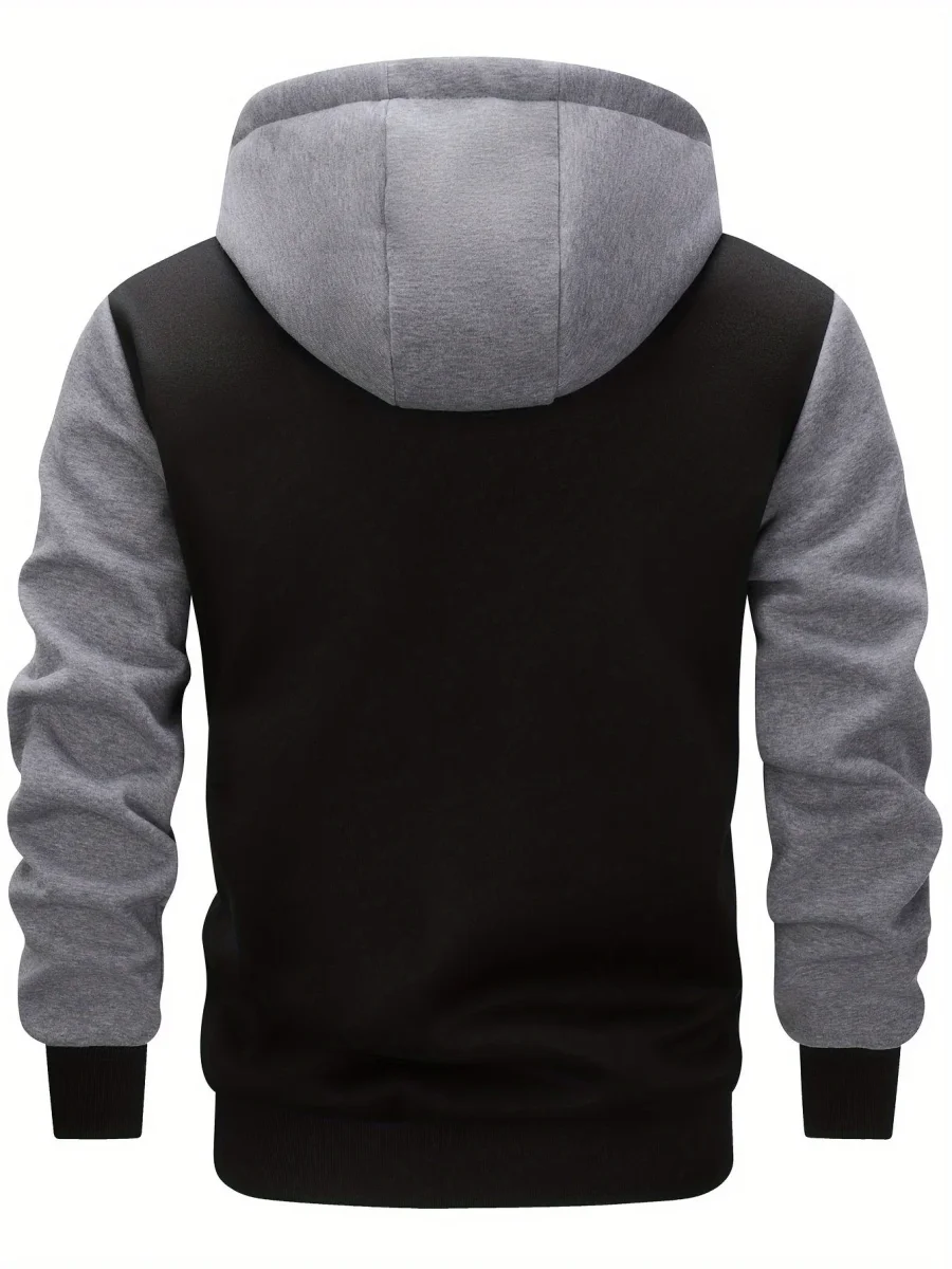 Veste sweat à capuche homme bicolore noir et gris imprimé - Imagen 4