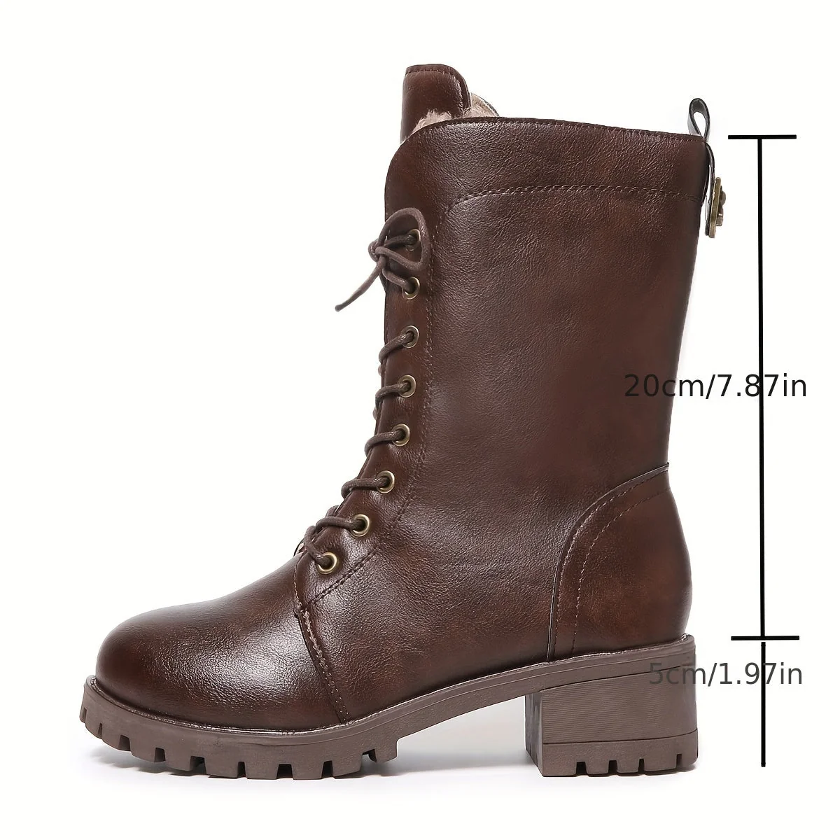 Bottes montantes marron foncé à lacets et semelle crantée pour femme - Imagen 5