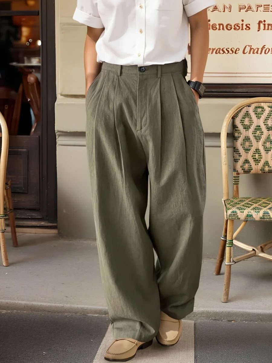 Pantalon large homme style vintage élégant pour look urbain moderne - Imagen 5