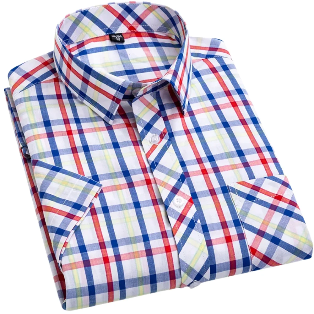 Camisa de algodón de manga corta a cuadros - Imagen 7