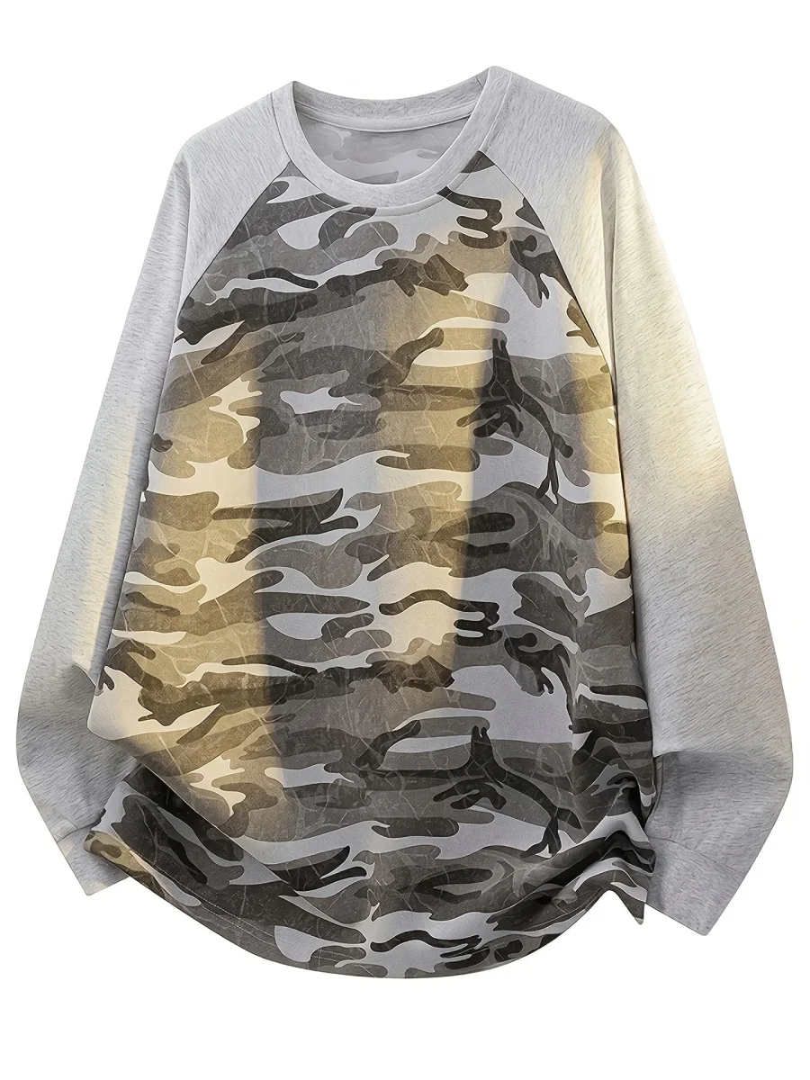 T-shirt à manches longues camouflage Raglan Vert Armée - Imagen 8