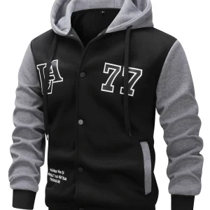 Veste sweat à capuche homme bicolore noir et gris imprimé