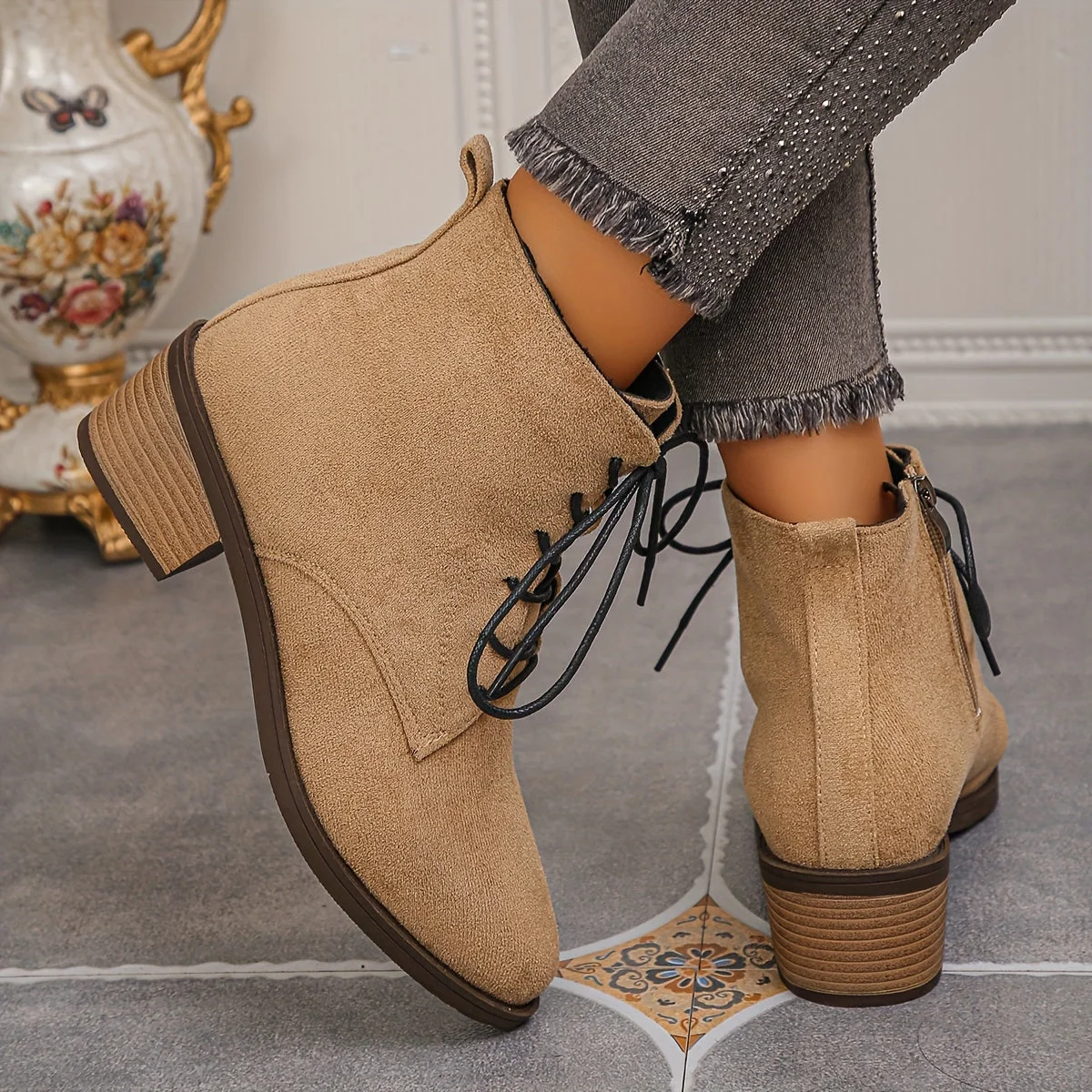 Bottes courtes à lacets pour femme – Plusieurs couleurs disponibles - Imagen 6