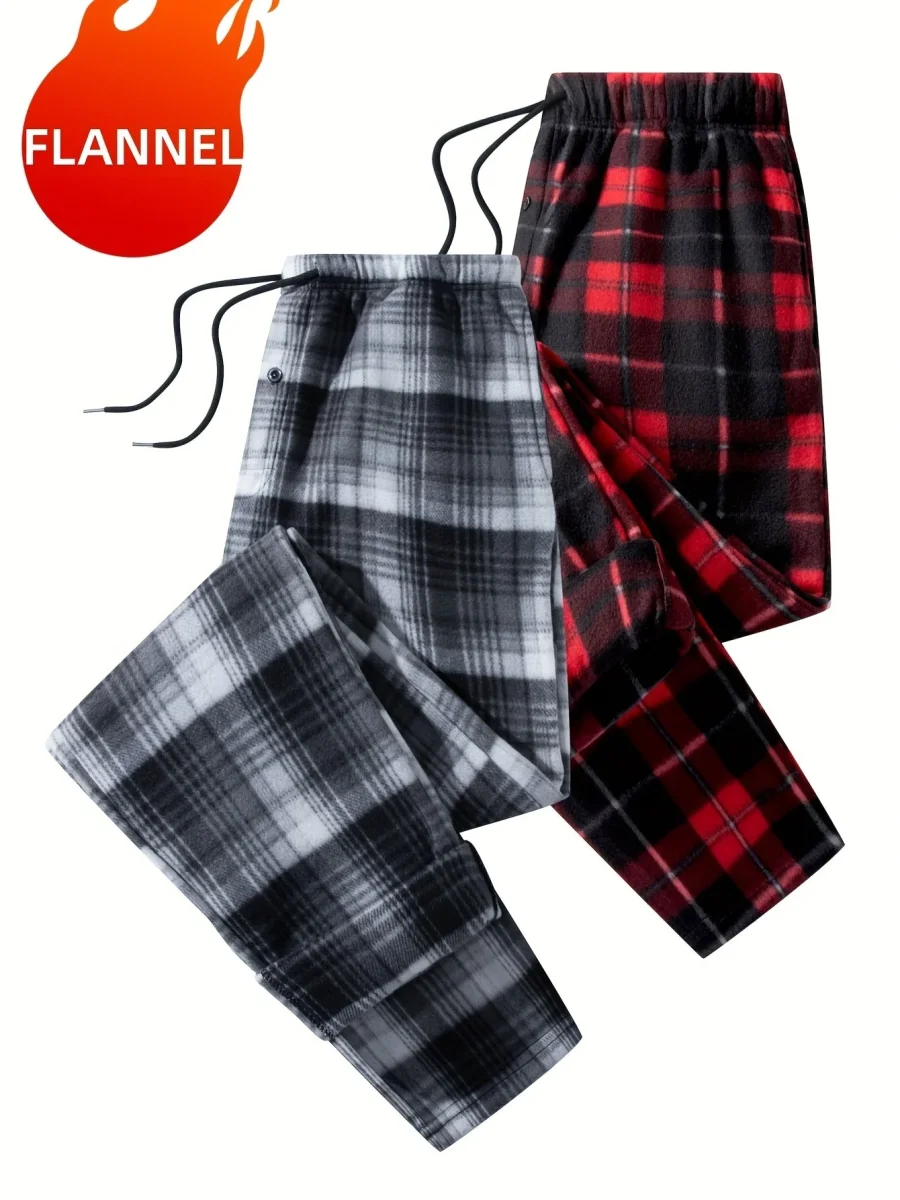 Pantalon de détente à carreaux doux pour homme avec cordon de serrage - Imagen 3