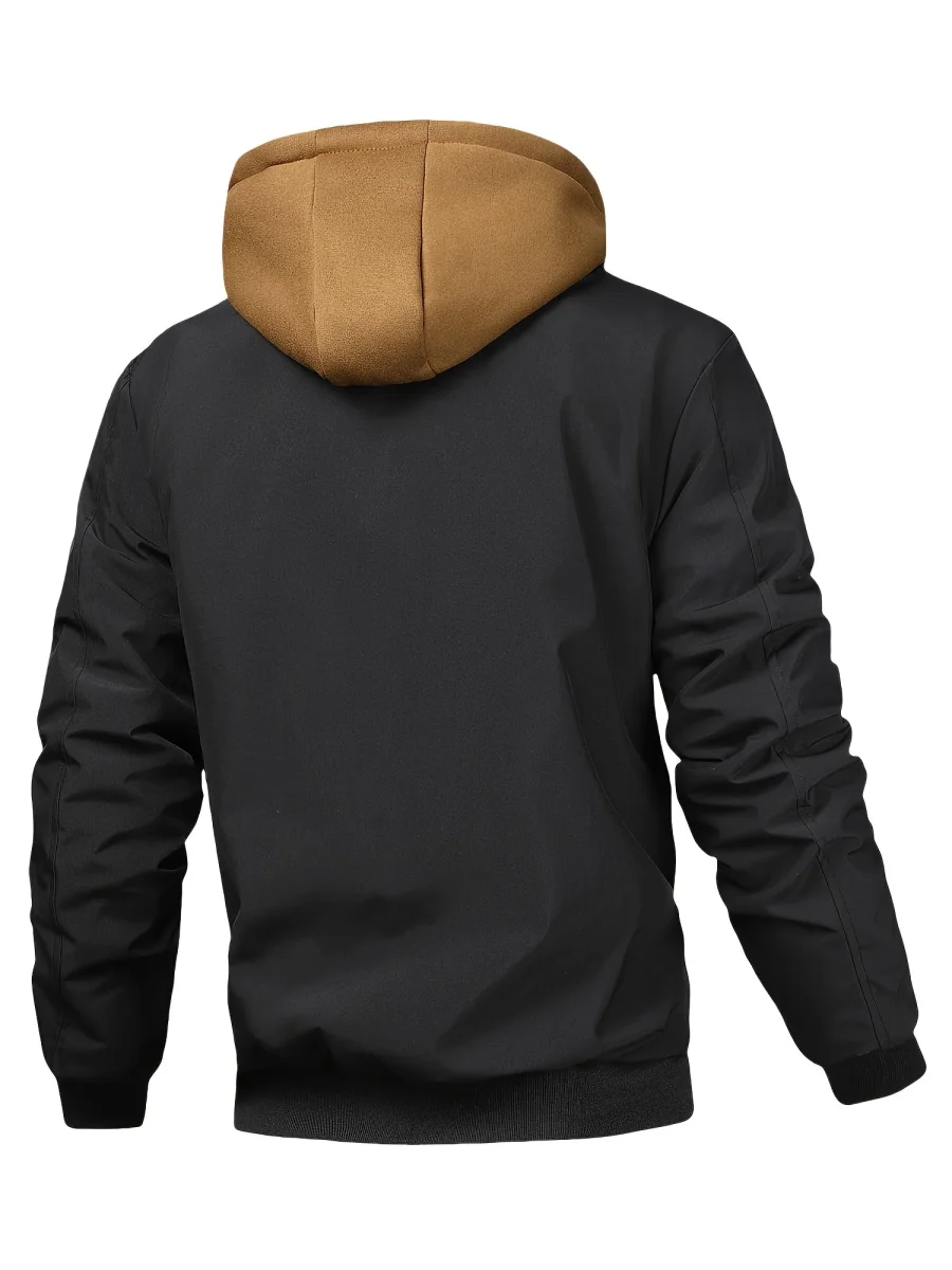 Veste homme style bombardier avec capuche et doublure matelassée amovible, beige - Imagen 7