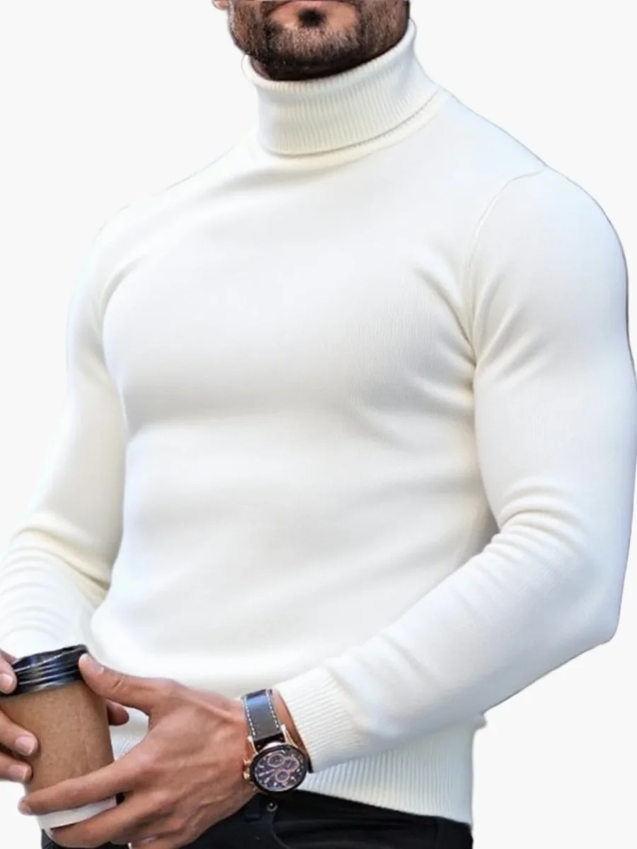 Pull col roulé homme style moderne élégant casual pour automne et hiver - Imagen 7