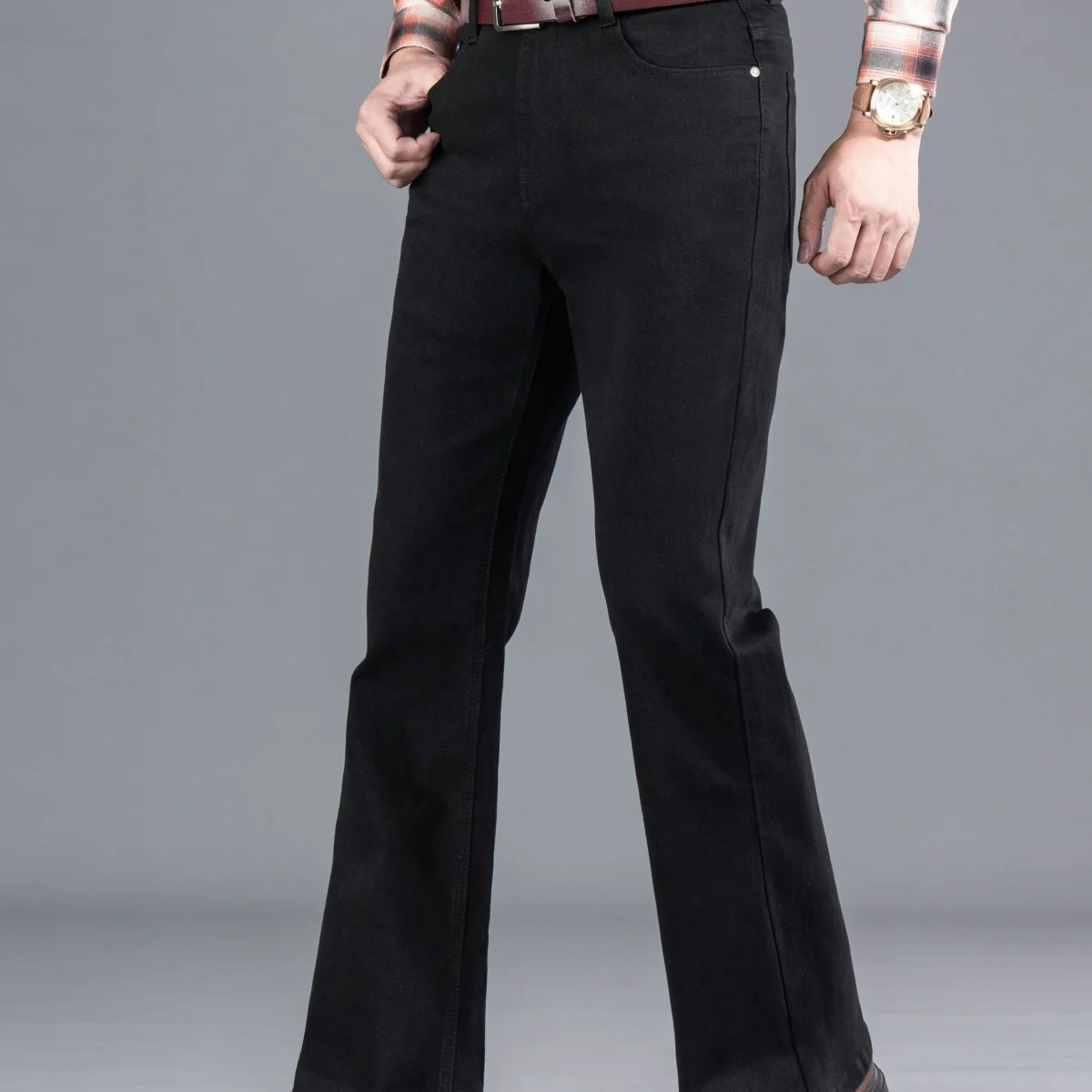 Jean Bootcut Homme Noir Coupe Évasée - Imagen 8