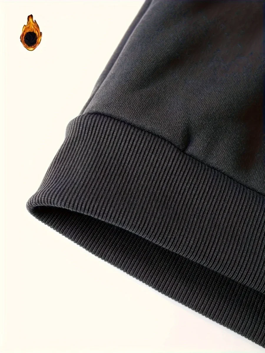 Sweat à Capuche Color Block Homme Noir Beige Marron Manches Longues Doublé Polaire - Imagen 8
