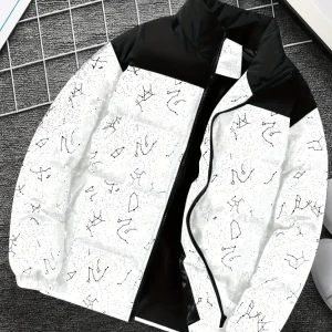 Doudoune matelassée col montant à motif constellation imprimé bicolore pour homme