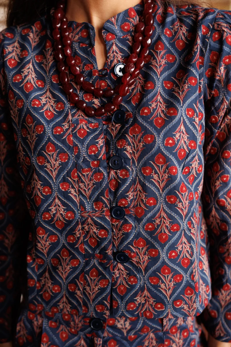 CHAQUETA ESTAMPADA AZUL - Imagen 4