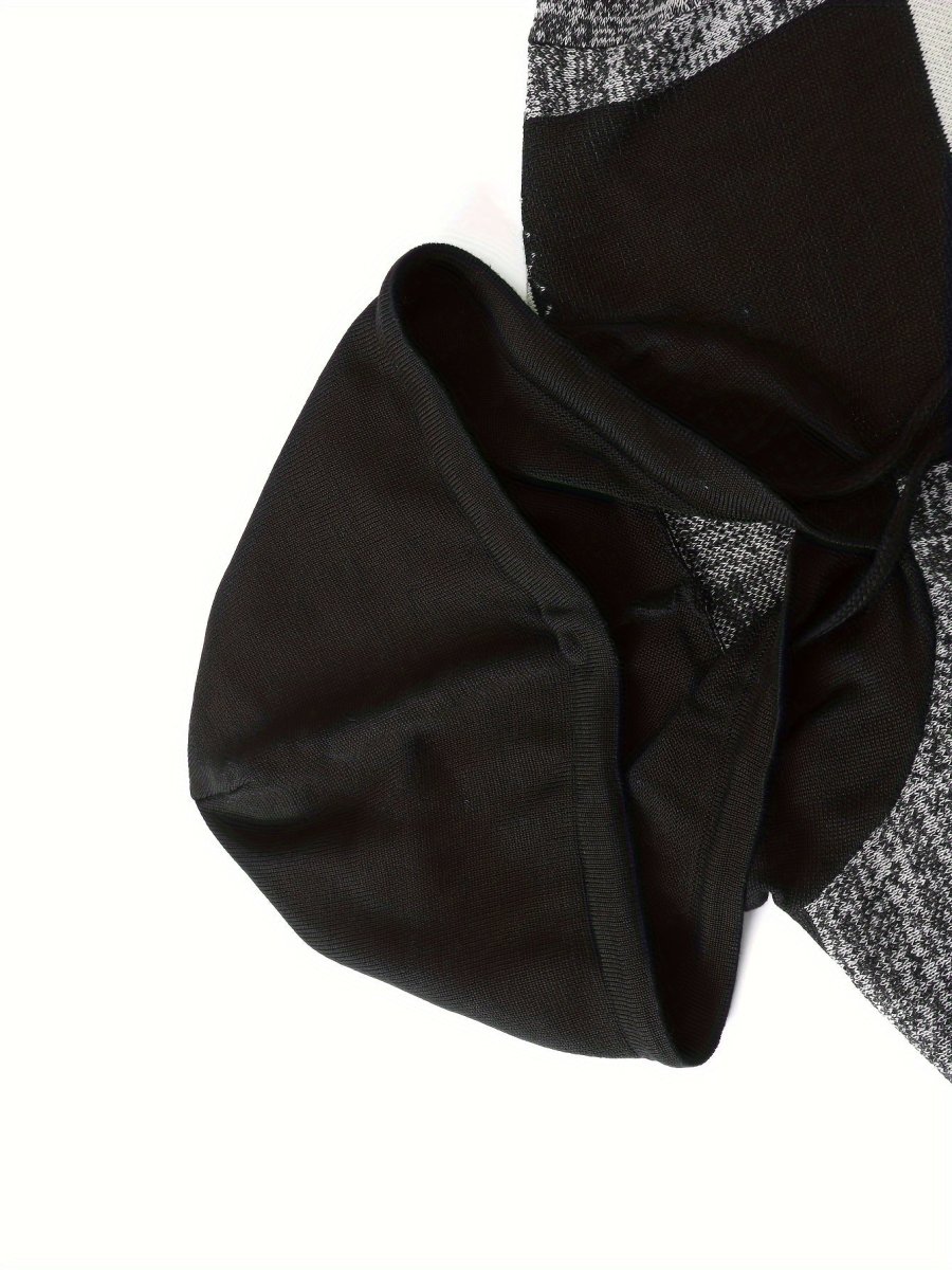 Sweat à Capuche Homme Motif Carreaux Bicolore Maille Décontracté - Imagen 7