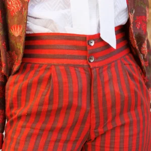 PANTALÓN RAYAS MARRÓN Y ROJO