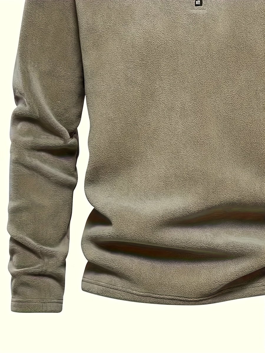 Pulls Homme Col Montant Zippé Polaire Coupe Droite Bicolore Beige Kaki et Noir Imprimé Graphique - Imagen 6