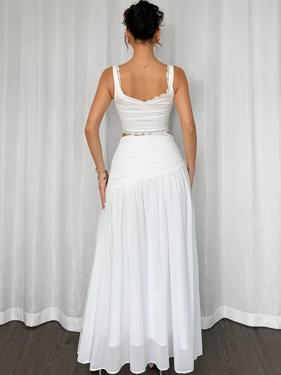 Jupe longue de plage drapée style bohème pour femme – Élégante et fluide, idéale vacances et soirées d'été - Imagen 4