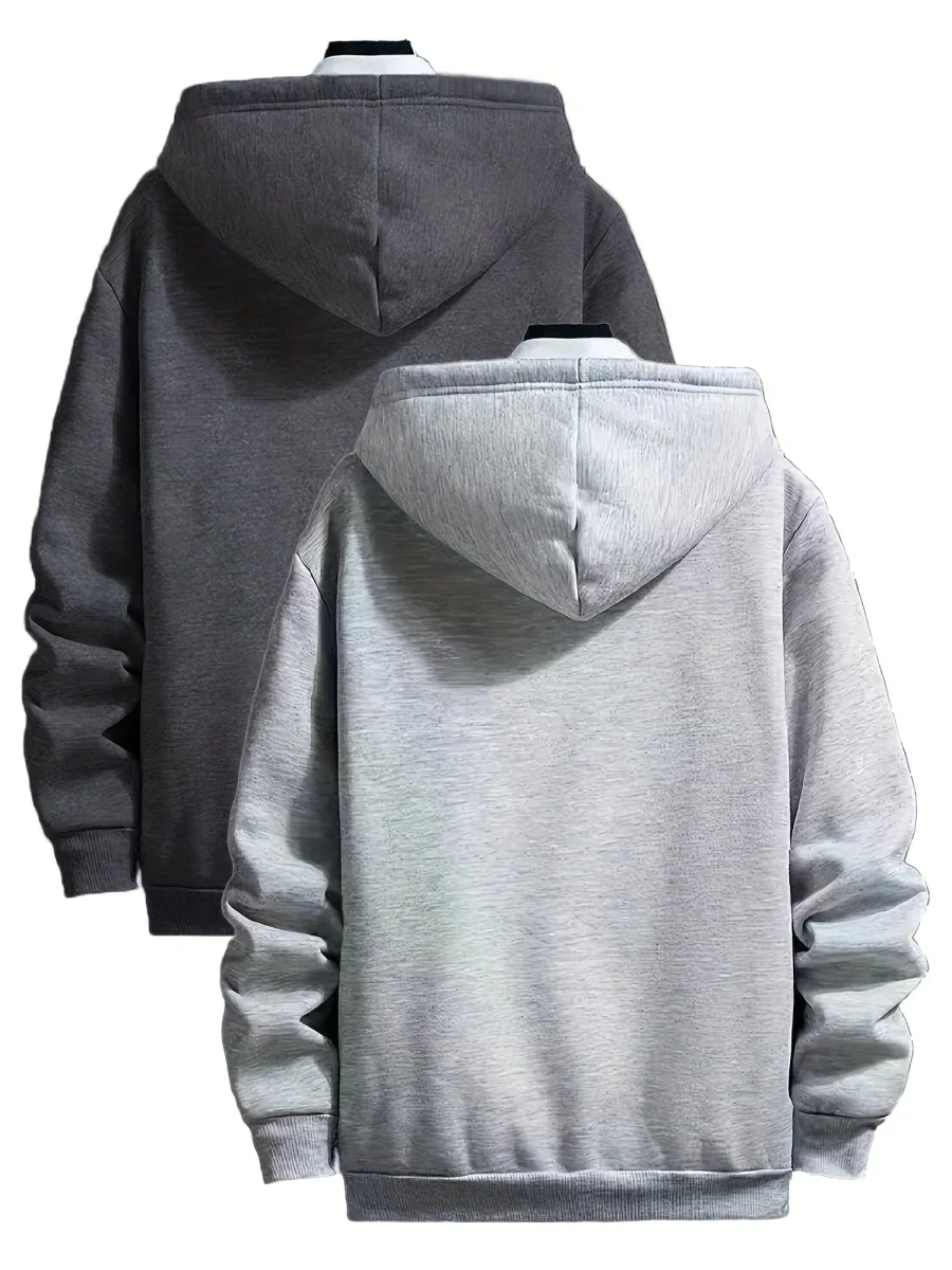 Lot de 2 Hoodies Chauds Homme avec Capuche Doublée en Polaire et Poche Kangourou - Imagen 9