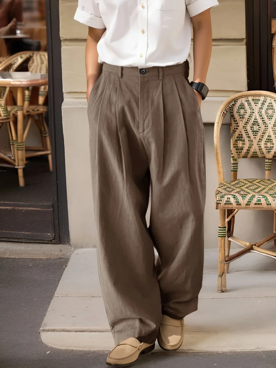 Pantalon large homme style vintage élégant pour look urbain moderne - Imagen 2
