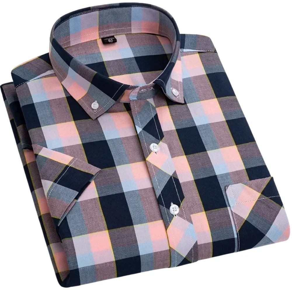 Camisa de algodón de manga corta a cuadros - Imagen 8