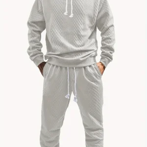 Ensemble Survêtement Homme à Capuche Texture Chevron et Losange – Style Décontracté