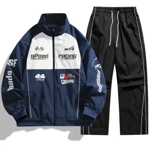 Ensemble de Survêtement Homme Style Racing Col Montant Fermeture Éclair