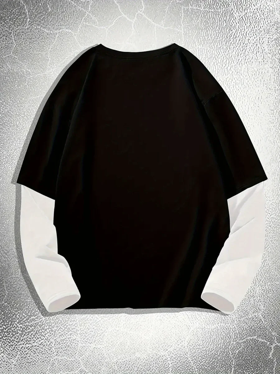 T-shirt Homme Manches Longues Bicolore Imprimé Dragon Épée - Imagen 6