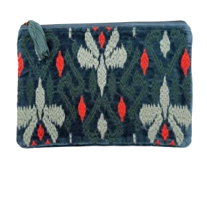 CARTERA DE MANO BORDADA AZUL PETRÓLEO