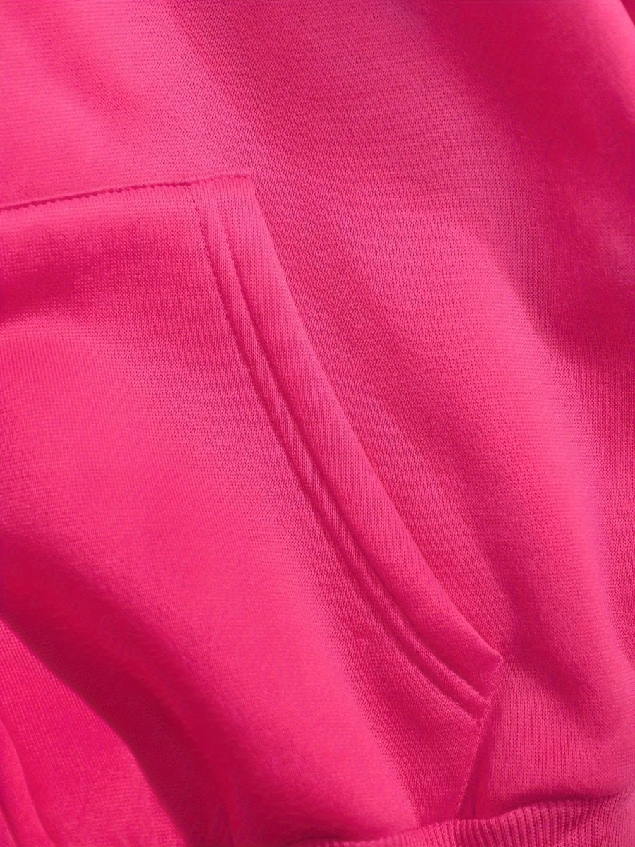 Sweat à Capuche Zippé Femme Rose Vif Étoile New York Lettrage Noir - Imagen 9