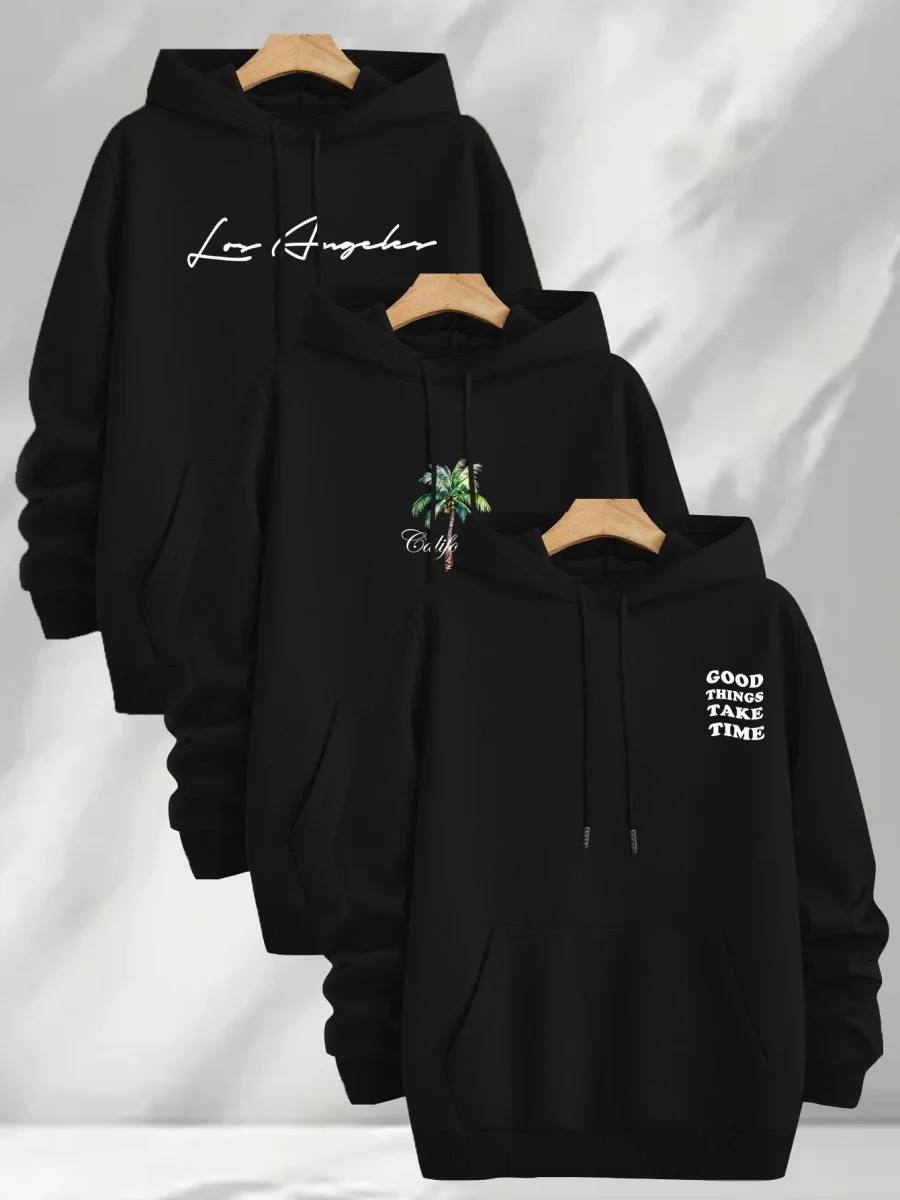 Lot de 3 Hoodies à Capuche Imprimés pour Homme Multicolore Décontracté - Imagen 2