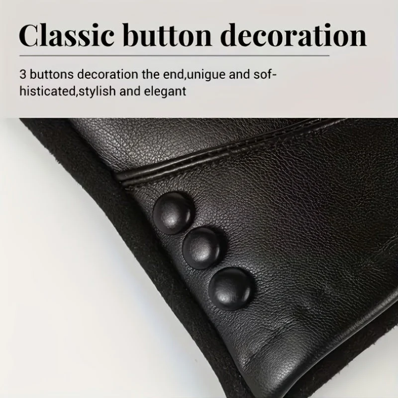 Gants Élégants Noirs avec Détail Boutons pour Femme - Imagen 8
