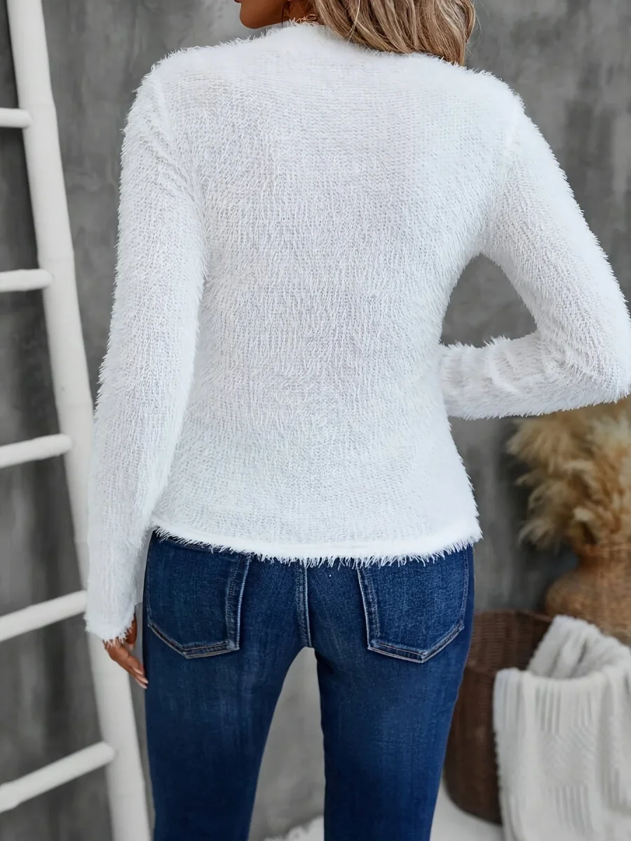 Pull douillet à col montant et manches longues pour femme - Imagen 4