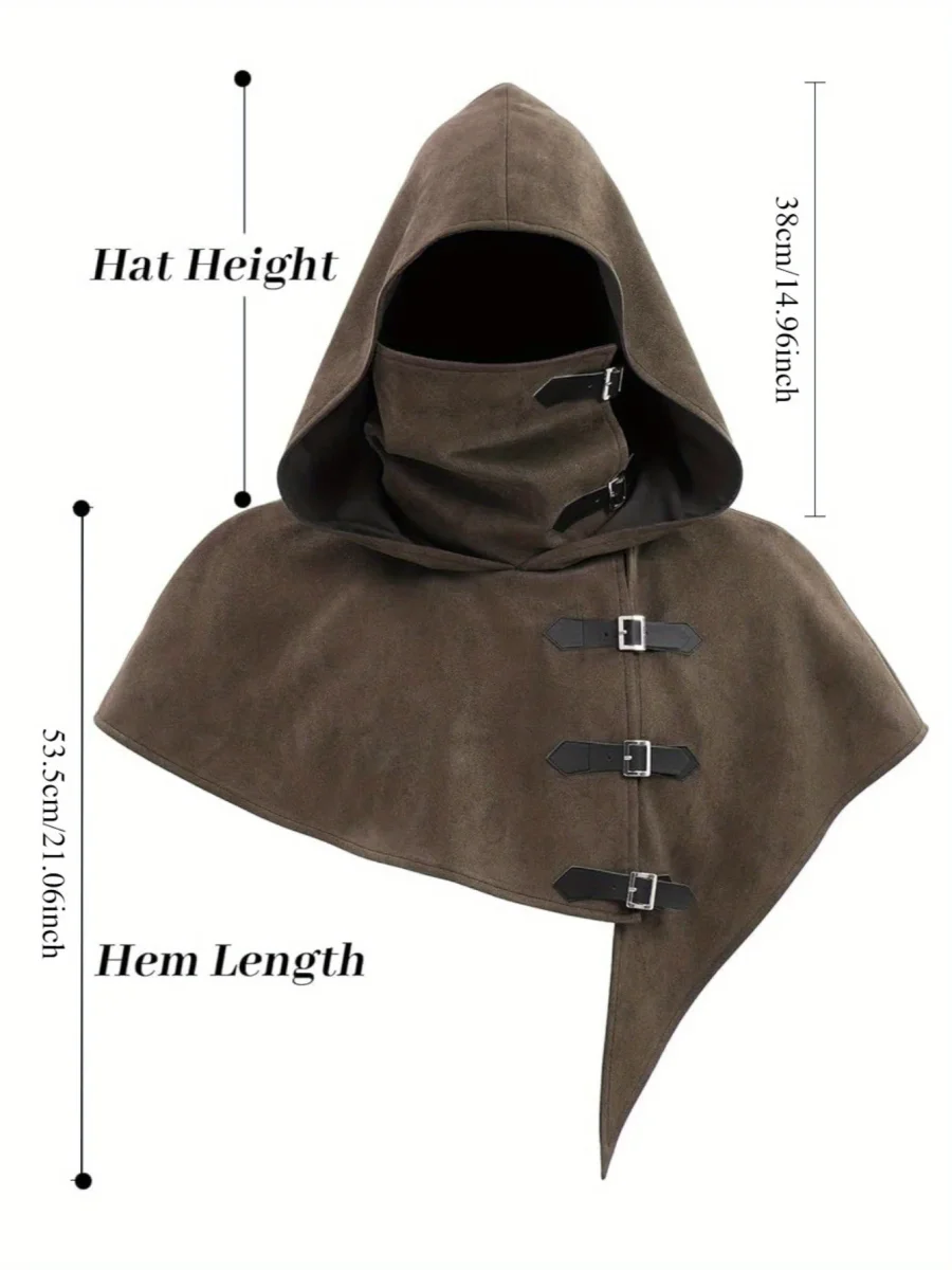 Capuche avec masque intégré et capeline à boucles – Style médiéval pour homme ou femme - Imagen 7
