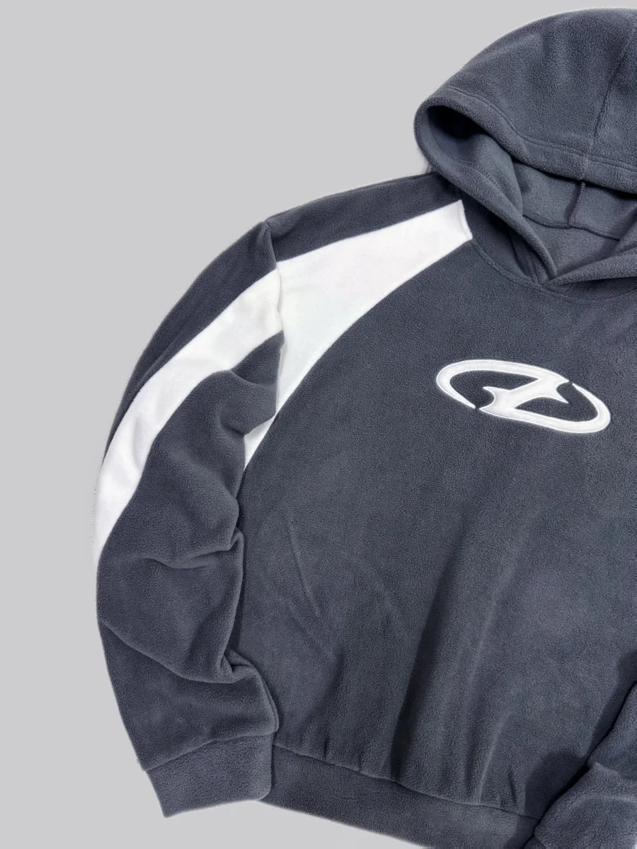 Sweat à Capuche Homme Bicolore Gris Anthracite Blanc Col Roulé Sportif Décontracté - Imagen 6