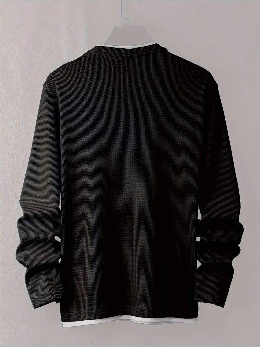 Pull homme texturé gaufré manches longues imprimé smiley col rond - Imagen 9