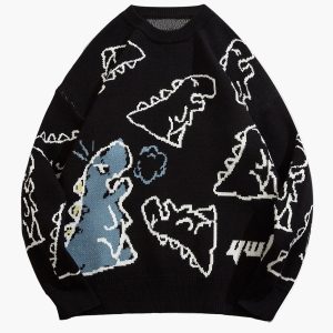 Pull-over décontracté motif dinosaure pour homme adolescent – style streetwear tendance