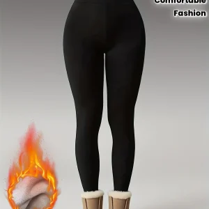 Legging Femme Noir Taille Haute Chaud Doublé Polaire