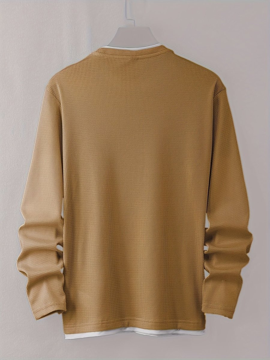 Pull homme texturé gaufré manches longues imprimé smiley col rond - Imagen 8