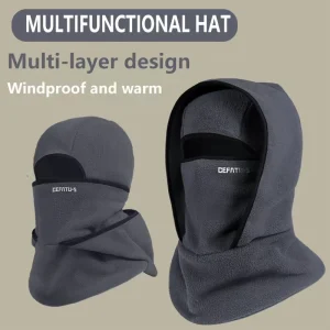 Cagoule multi-fonction en polaire, coupe-vent et chaude, pour activités extérieures