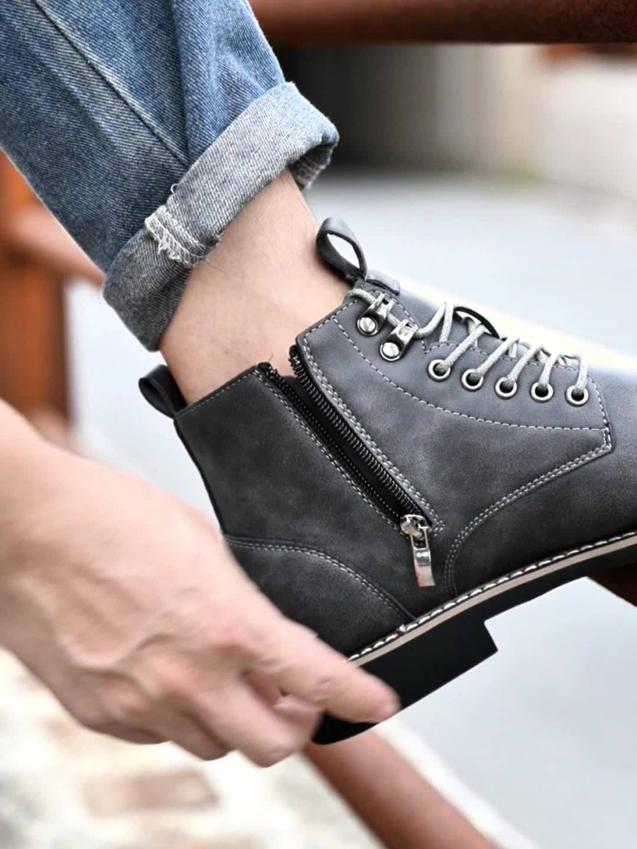 Bottes montantes homme marron lacets style décontracté chic - Imagen 7