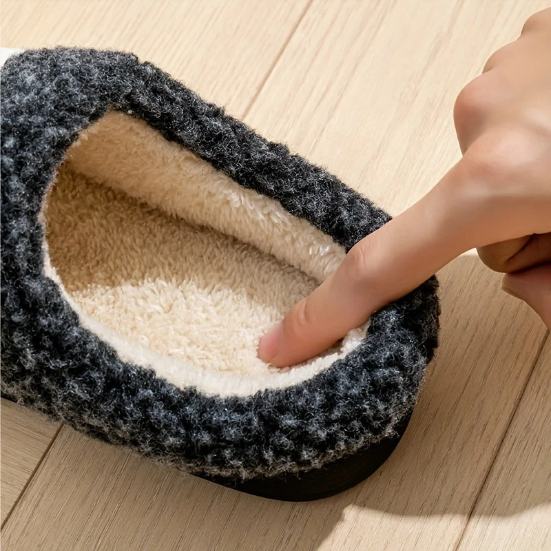 Chaussons rembourrés côtelés doublés doux pour intérieur Confortables - Imagen 8