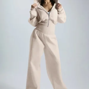 Combinaison pantalon femme à capuche, ample, taille marquée, fermeture éclair, couleurs variées